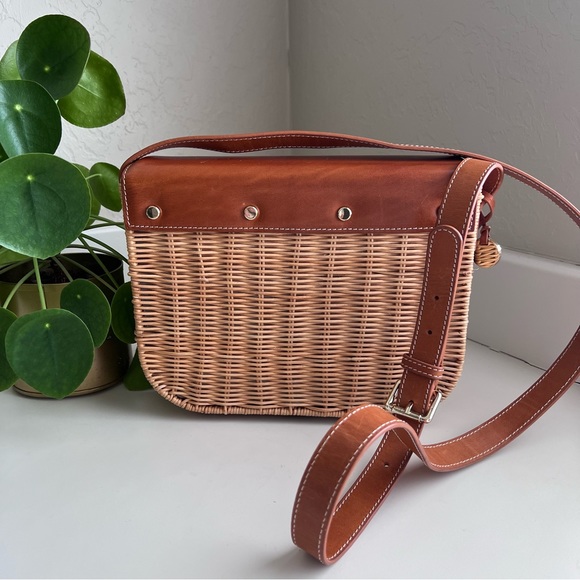 J. McLaughlin Bernice Leather/Wicker Saddle Crossbody - Picture 7 of 13